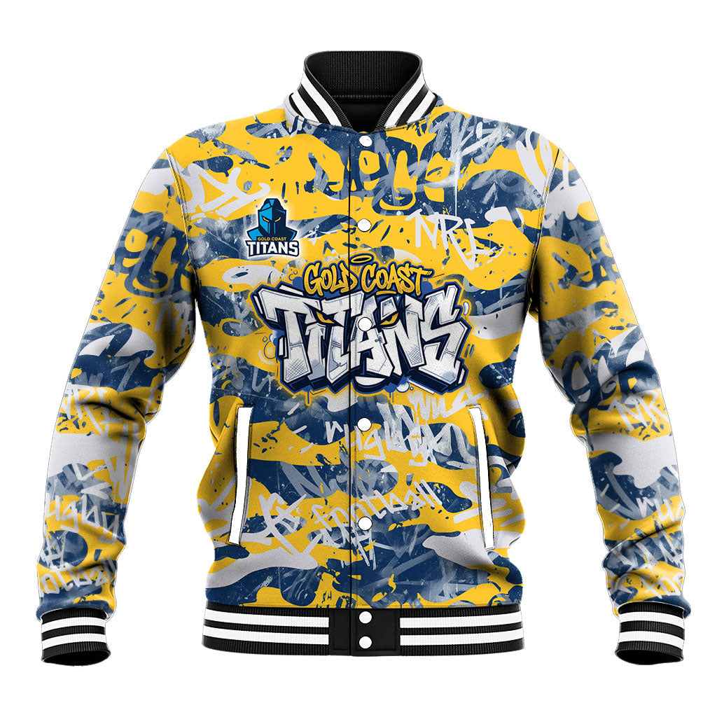 Gold Coast Titans Rugby Baseball Jacket Graffiti Typography Urban Camo Abstract Street Style