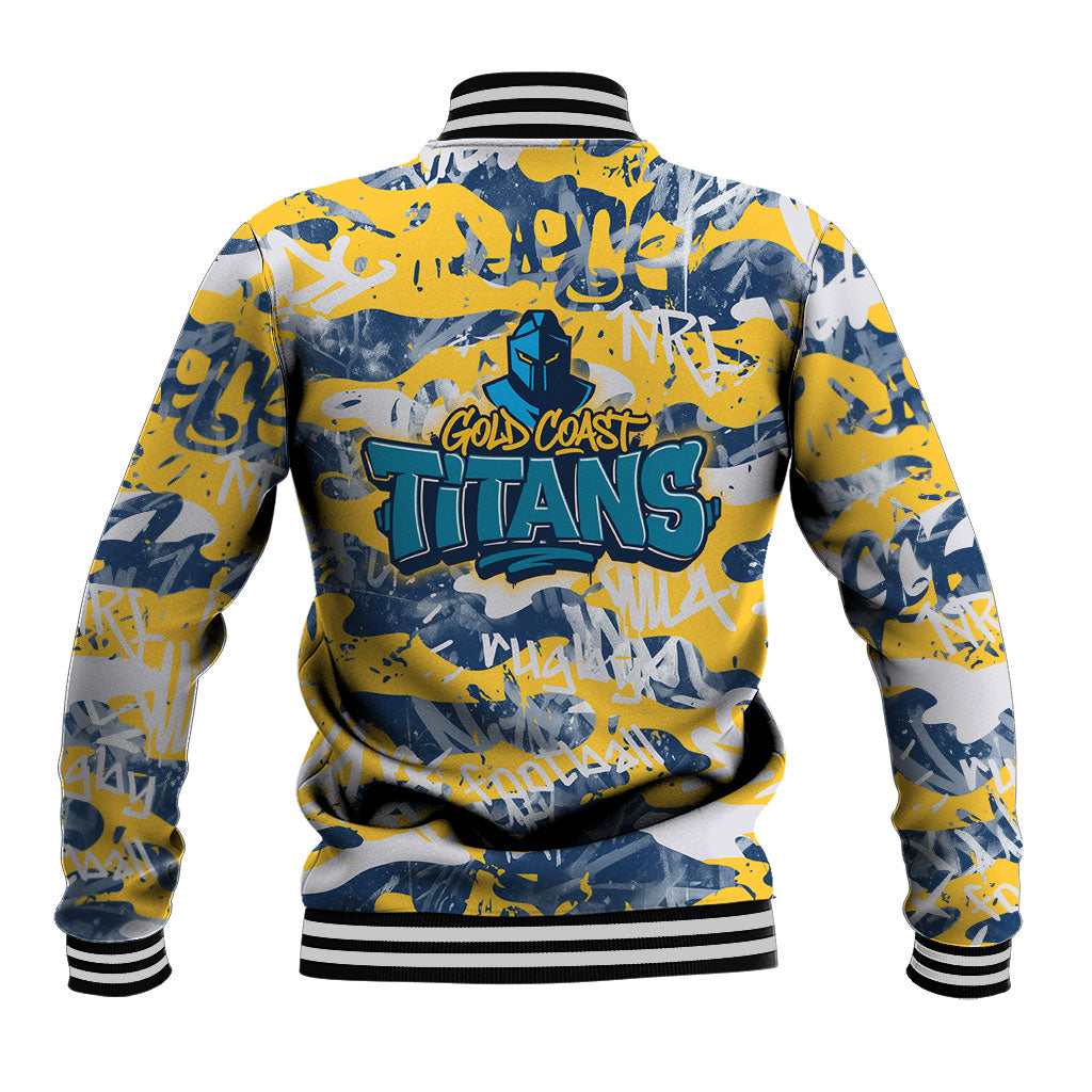Gold Coast Titans Rugby Baseball Jacket Graffiti Typography Urban Camo Abstract Street Style