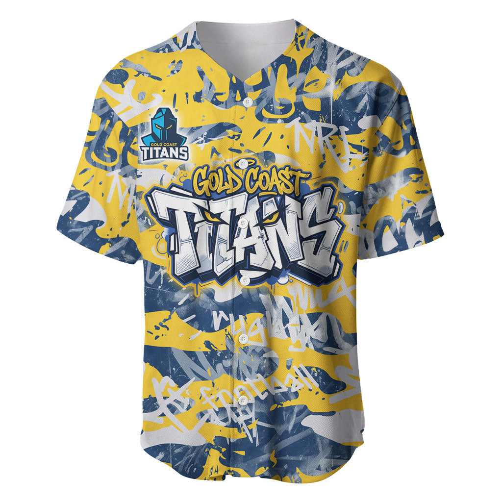 Gold Coast Titans Rugby Baseball Jersey Graffiti Typography Urban Camo Abstract Street Style