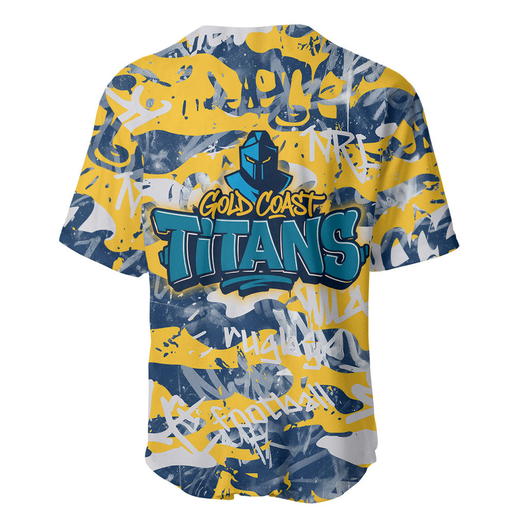 Gold Coast Titans Rugby Baseball Jersey Graffiti Typography Urban Camo Abstract Street Style