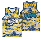 Gold Coast Titans Rugby Basketball Jersey Graffiti Typography Urban Camo Abstract Street Style