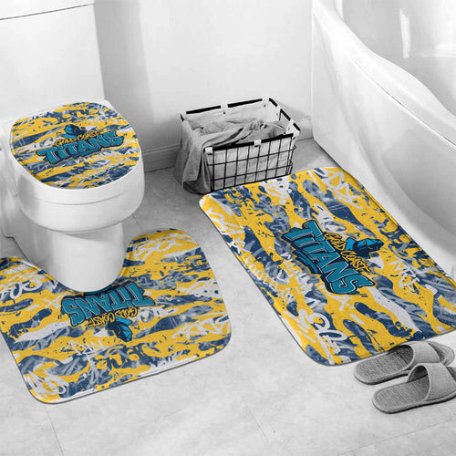 Gold Coast Titans Rugby Bathroom Set Graffiti Typography Urban Camo Abstract Street Style