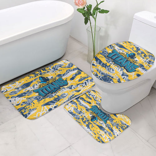 Gold Coast Titans Rugby Bathroom Set Graffiti Typography Urban Camo Abstract Street Style