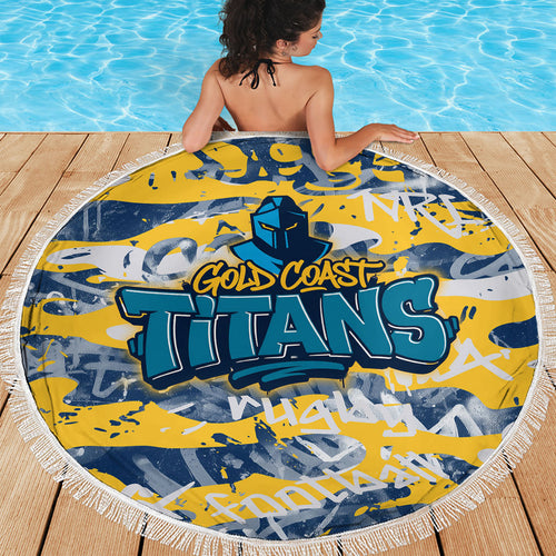 Gold Coast Titans Rugby Beach Blanket Graffiti Typography Urban Camo Abstract Street Style