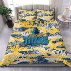 Gold Coast Titans Rugby Bedding Set Graffiti Typography Urban Camo Abstract Street Style
