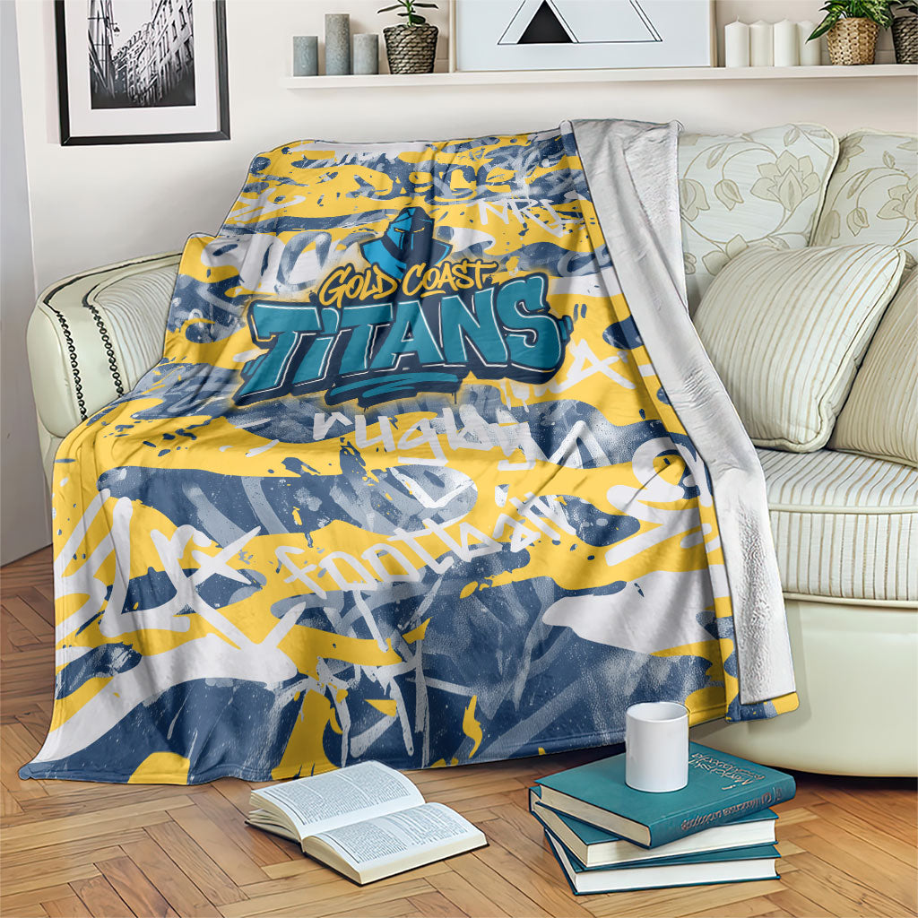 Gold Coast Titans Rugby Blanket Graffiti Typography Urban Camo Abstract Street Style