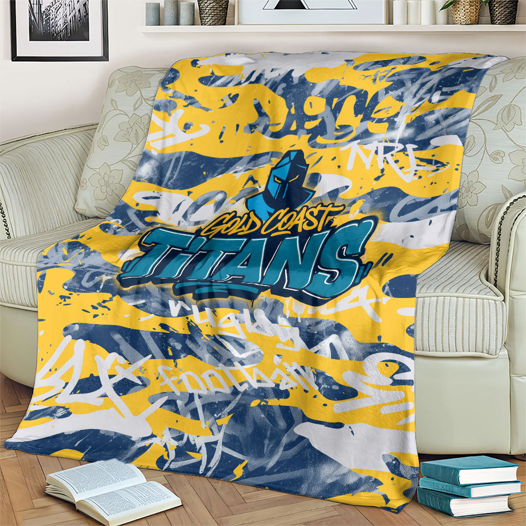 Gold Coast Titans Rugby Blanket Graffiti Typography Urban Camo Abstract Street Style