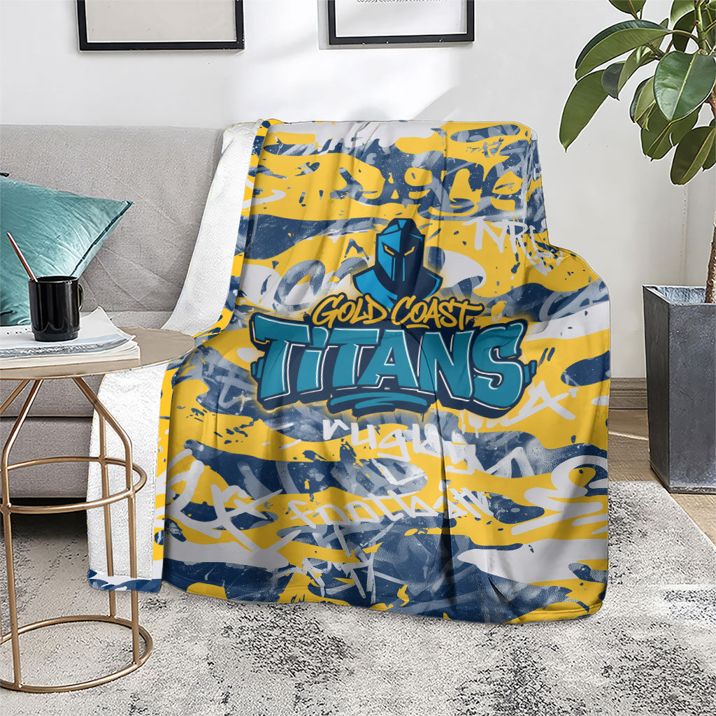 Gold Coast Titans Rugby Blanket Graffiti Typography Urban Camo Abstract Street Style