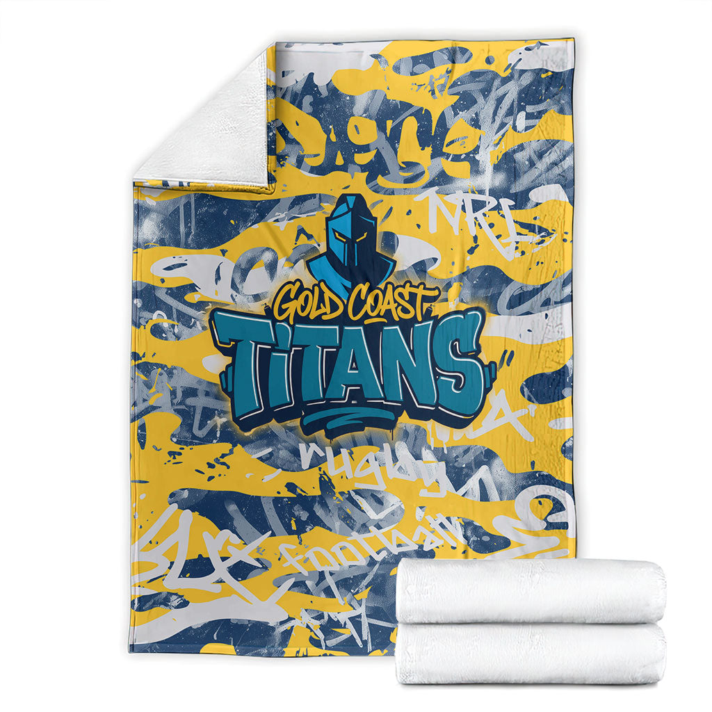 Gold Coast Titans Rugby Blanket Graffiti Typography Urban Camo Abstract Street Style