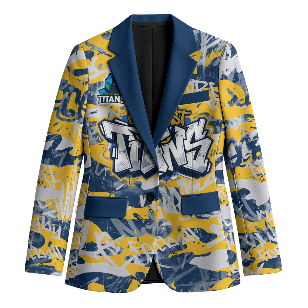 Gold Coast Titans Rugby Blazer Graffiti Typography Urban Camo Abstract Street Style