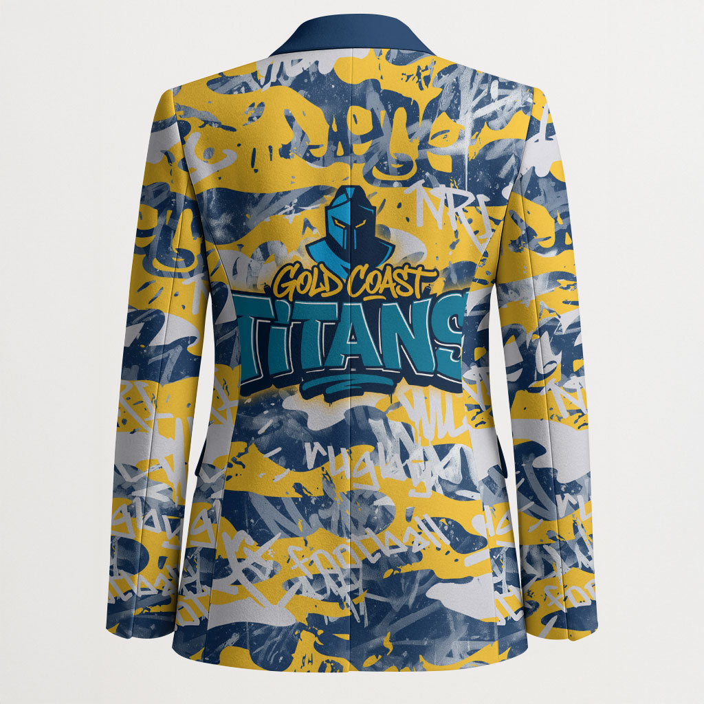 Gold Coast Titans Rugby Blazer Graffiti Typography Urban Camo Abstract Street Style