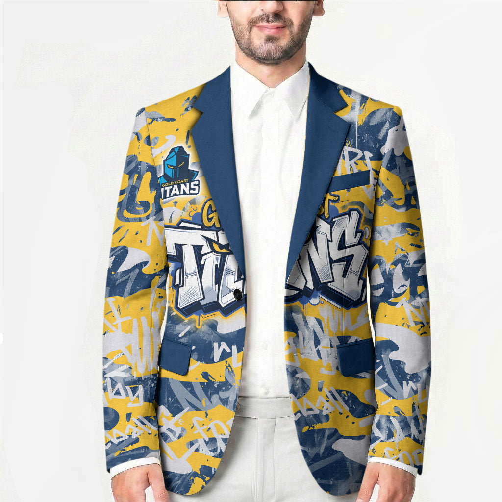 Gold Coast Titans Rugby Blazer Graffiti Typography Urban Camo Abstract Street Style