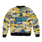 Gold Coast Titans Rugby Bomber Jacket Graffiti Typography Urban Camo Abstract Street Style
