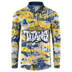 Gold Coast Titans Rugby Button Sweatshirt Graffiti Typography Urban Camo Abstract Street Style