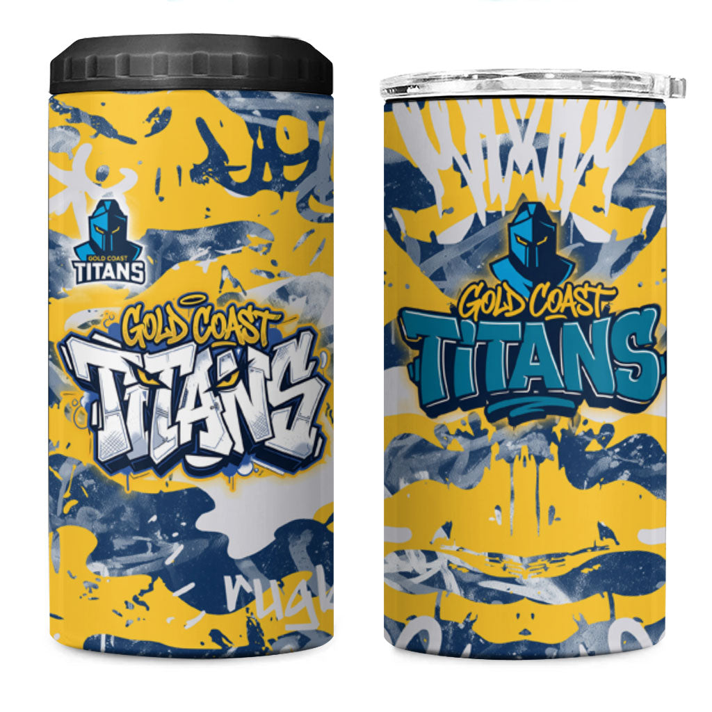 Gold Coast Titans Rugby 4 in 1 Can Cooler Tumbler Graffiti Typography Urban Camo Abstract Street Style