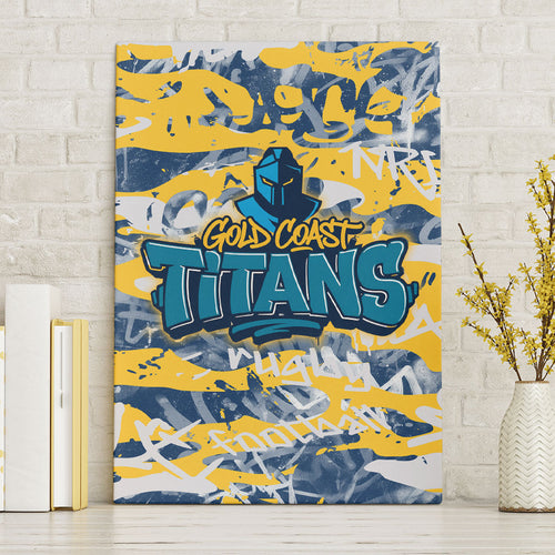 Gold Coast Titans Rugby Canvas Wall Art Graffiti Typography Urban Camo Abstract Street Style