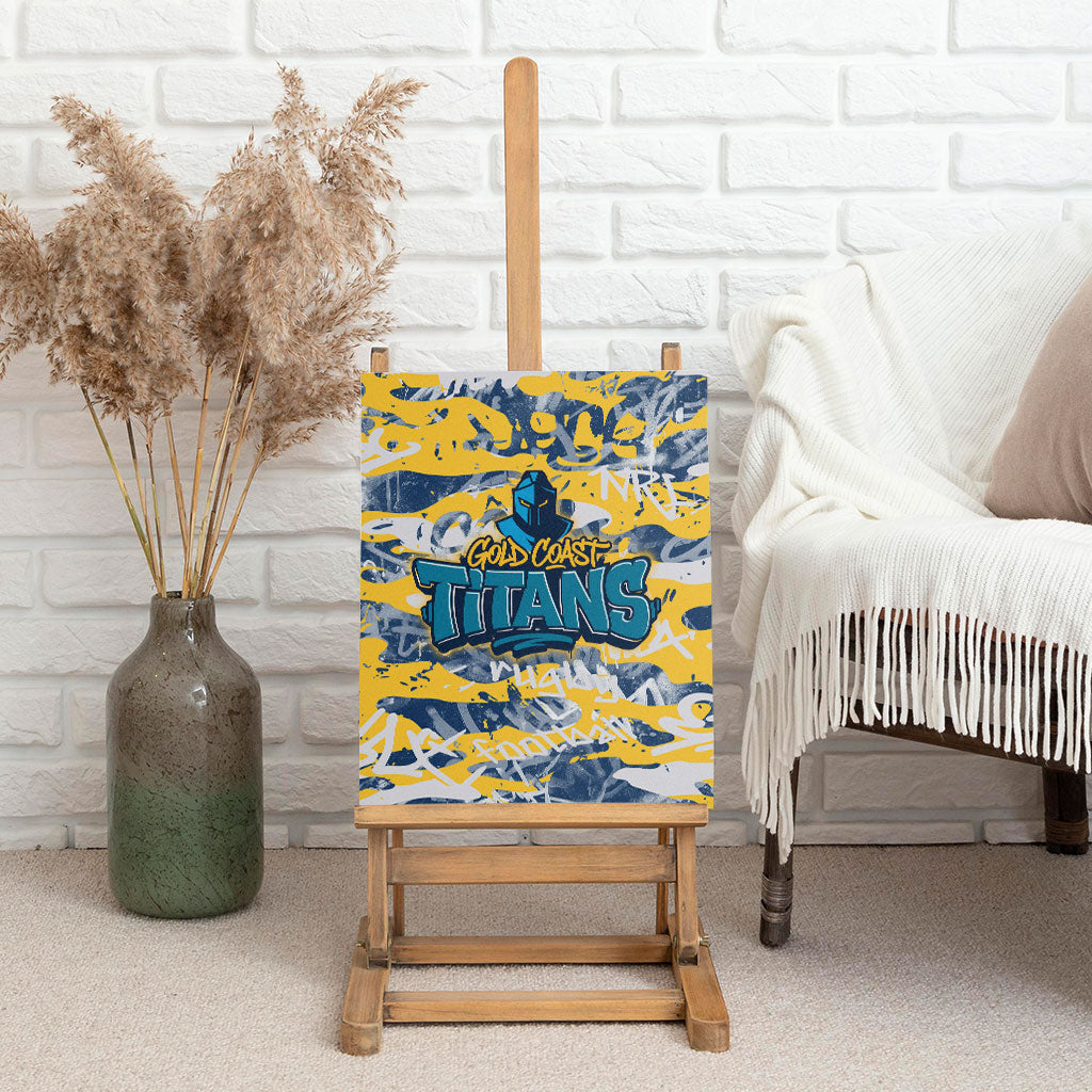 Gold Coast Titans Rugby Canvas Wall Art Graffiti Typography Urban Camo Abstract Street Style