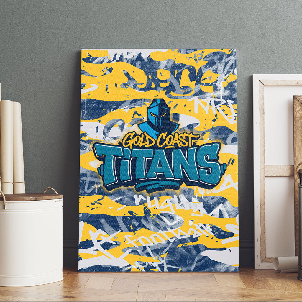 Gold Coast Titans Rugby Canvas Wall Art Graffiti Typography Urban Camo Abstract Street Style