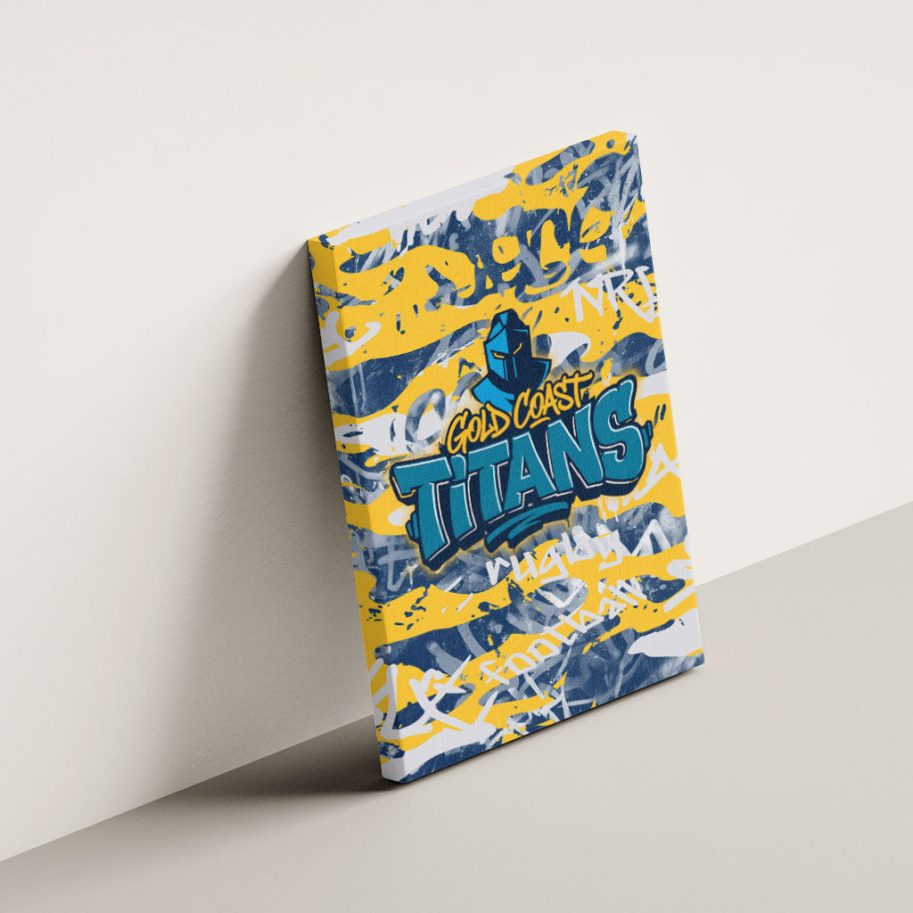 Gold Coast Titans Rugby Canvas Wall Art Graffiti Typography Urban Camo Abstract Street Style