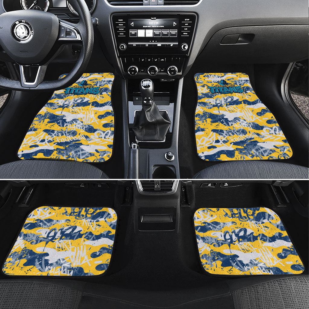 Gold Coast Titans Rugby Car Mats Graffiti Typography Urban Camo Abstract Street Style