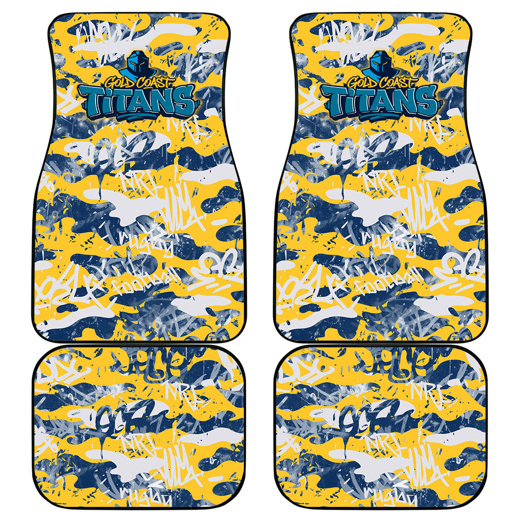 Gold Coast Titans Rugby Car Mats Graffiti Typography Urban Camo Abstract Street Style