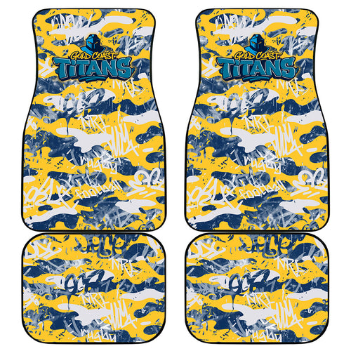 Gold Coast Titans Rugby Car Mats Graffiti Typography Urban Camo Abstract Street Style