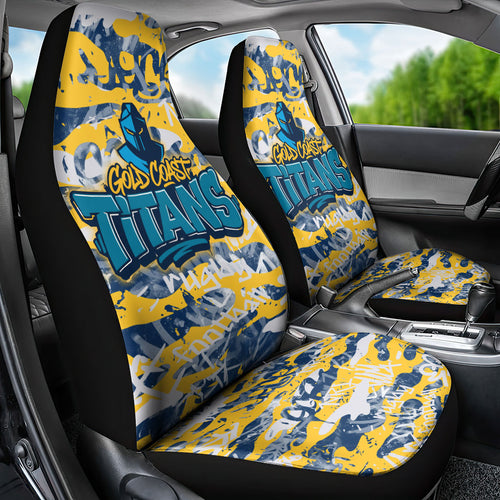 Gold Coast Titans Rugby Car Seat Cover Graffiti Typography Urban Camo Abstract Street Style