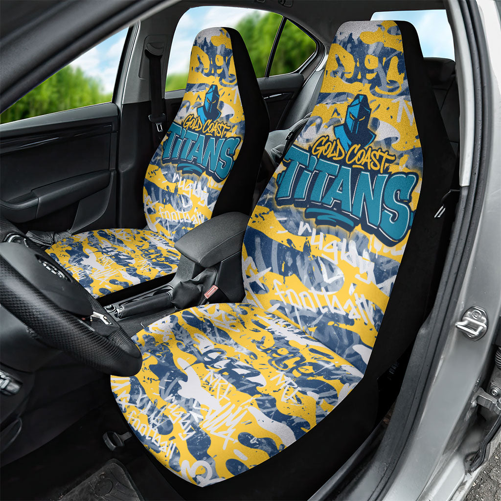 Gold Coast Titans Rugby Car Seat Cover Graffiti Typography Urban Camo Abstract Street Style