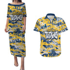 Gold Coast Titans Rugby Couples Matching Puletasi and Hawaiian Shirt Graffiti Typography Urban Camo Abstract Street Style