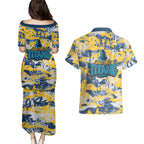 Gold Coast Titans Rugby Couples Matching Puletasi and Hawaiian Shirt Graffiti Typography Urban Camo Abstract Street Style