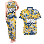 Gold Coast Titans Rugby Couples Matching Tank Maxi Dress and Hawaiian Shirt Graffiti Typography Urban Camo Abstract Street Style