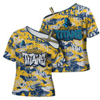 Gold Coast Titans Rugby Cross Shoulder Shirt Graffiti Typography Urban Camo Abstract Street Style