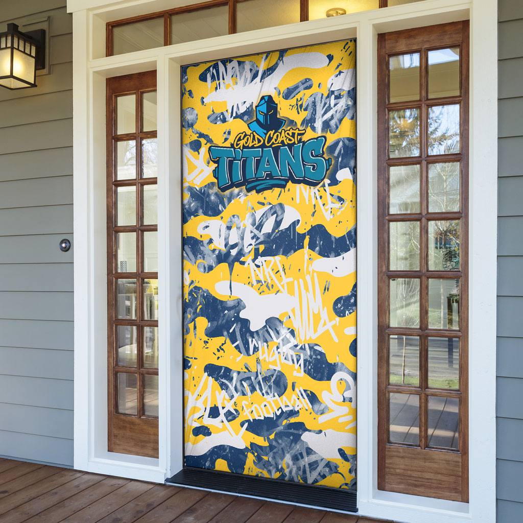 Gold Coast Titans Rugby Door Cover Graffiti Typography Urban Camo Abstract Street Style