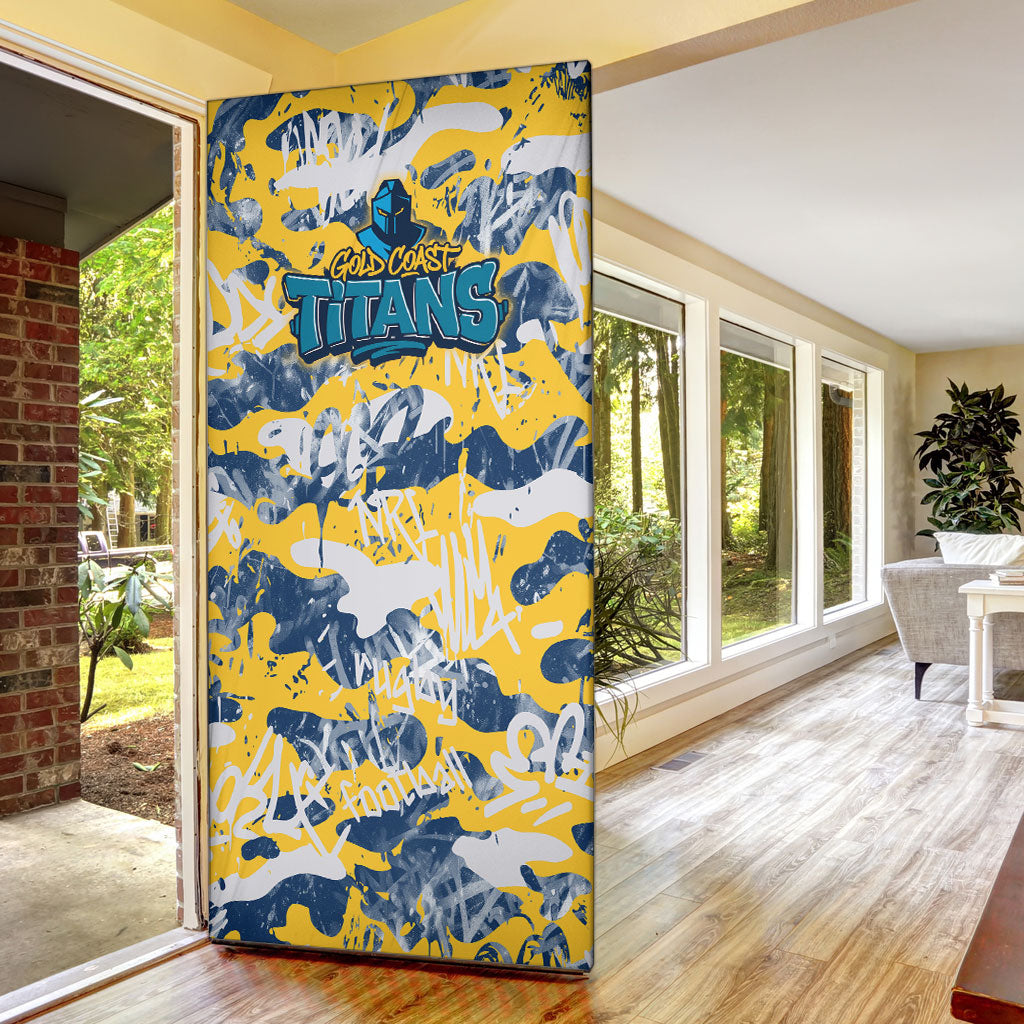 Gold Coast Titans Rugby Door Cover Graffiti Typography Urban Camo Abstract Street Style
