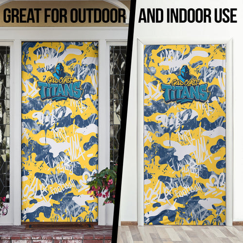 Gold Coast Titans Rugby Door Cover Graffiti Typography Urban Camo Abstract Street Style