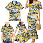 Gold Coast Titans Rugby Family Matching Mermaid Dress and Hawaiian Shirt Graffiti Typography Urban Camo Abstract Street Style