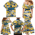 Gold Coast Titans Rugby Family Matching Mermaid Dress and Hawaiian Shirt Graffiti Typography Urban Camo Abstract Street Style