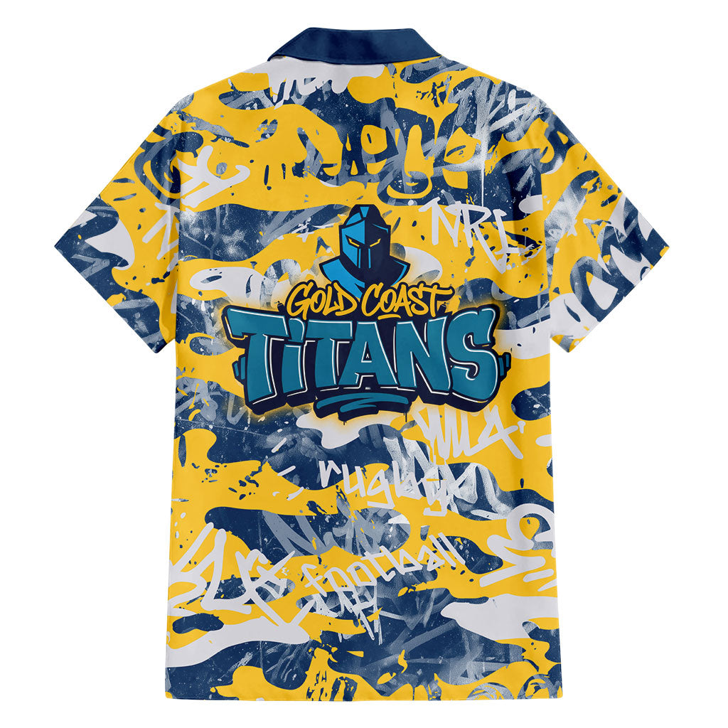Gold Coast Titans Rugby Family Matching Puletasi and Hawaiian Shirt Graffiti Typography Urban Camo Abstract Street Style
