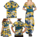 Gold Coast Titans Rugby Family Matching Summer Maxi Dress and Hawaiian Shirt Graffiti Typography Urban Camo Abstract Street Style