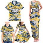 Gold Coast Titans Rugby Family Matching Tank Maxi Dress and Hawaiian Shirt Graffiti Typography Urban Camo Abstract Street Style