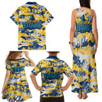Gold Coast Titans Rugby Family Matching Tank Maxi Dress and Hawaiian Shirt Graffiti Typography Urban Camo Abstract Street Style