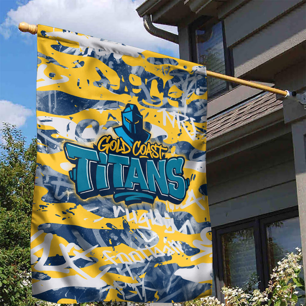 Gold Coast Titans Rugby Garden Flag Graffiti Typography Urban Camo Abstract Street Style
