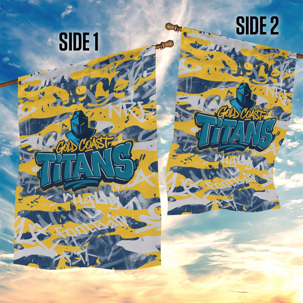 Gold Coast Titans Rugby Garden Flag Graffiti Typography Urban Camo Abstract Street Style