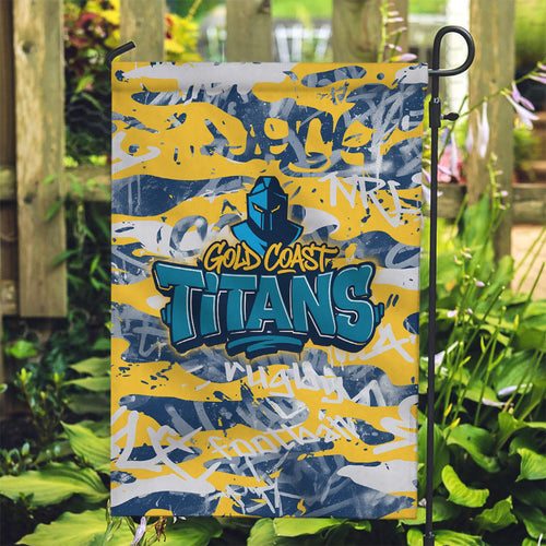 Gold Coast Titans Rugby Garden Flag Graffiti Typography Urban Camo Abstract Street Style