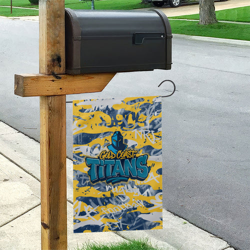Gold Coast Titans Rugby Garden Flag Graffiti Typography Urban Camo Abstract Street Style