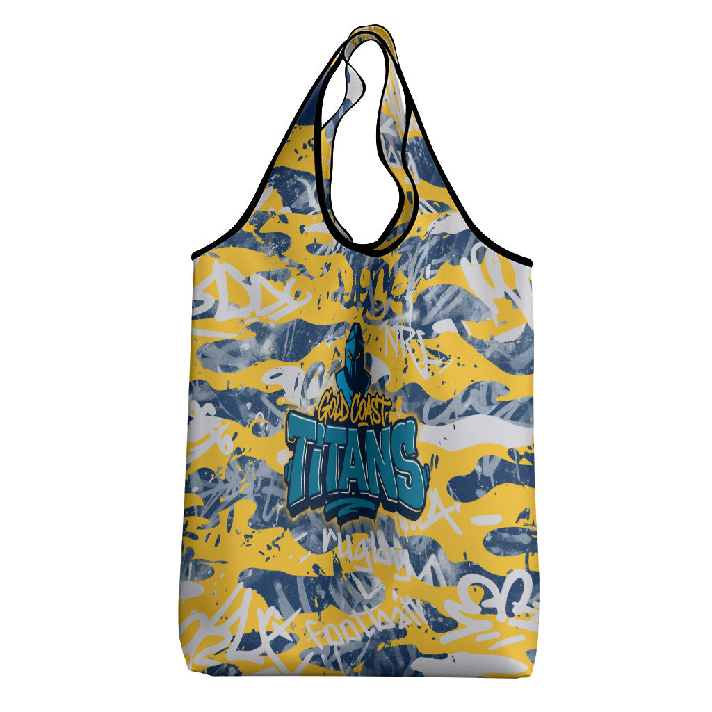 Gold Coast Titans Rugby Grocery Bag Graffiti Typography Urban Camo Abstract Street Style