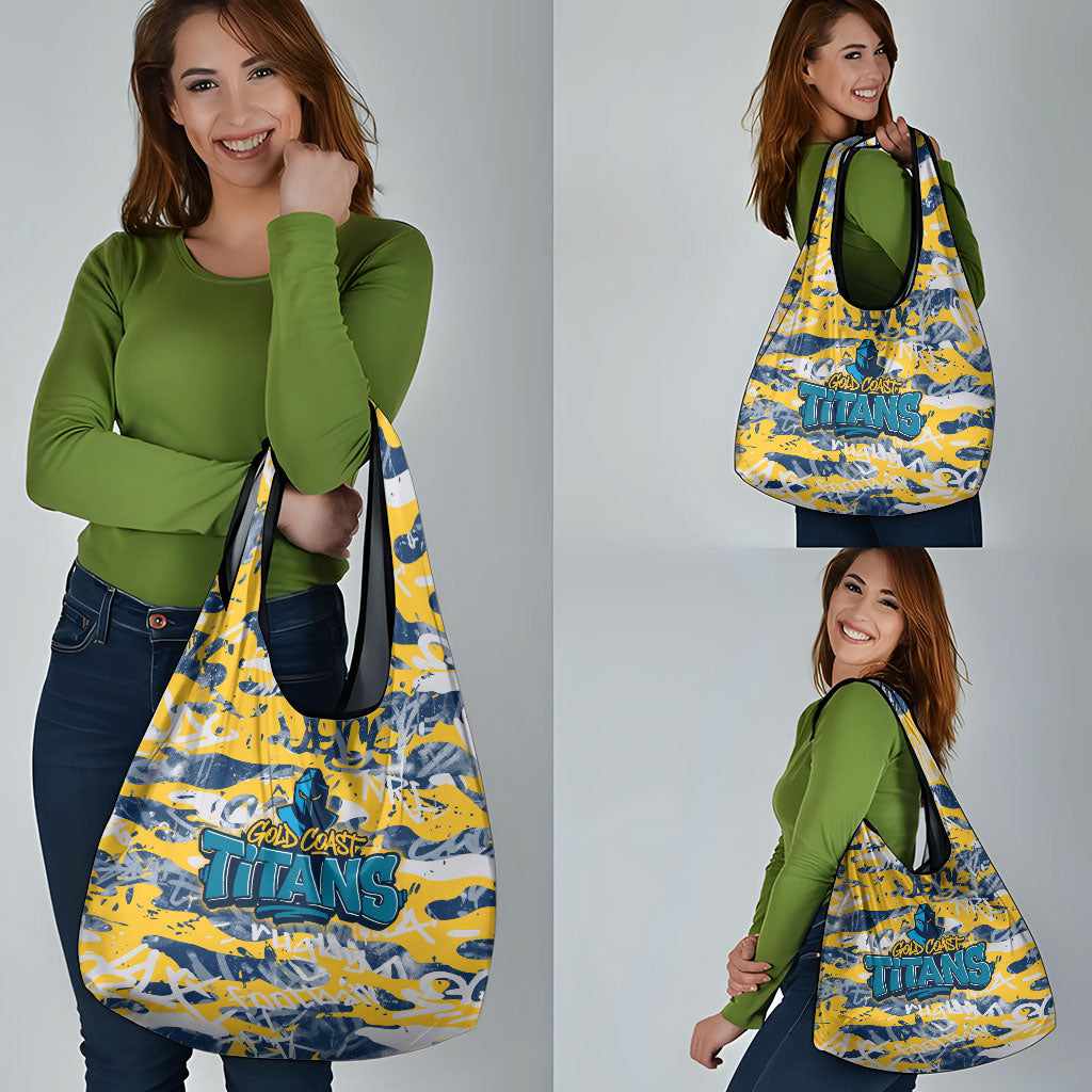 Gold Coast Titans Rugby Grocery Bag Graffiti Typography Urban Camo Abstract Street Style