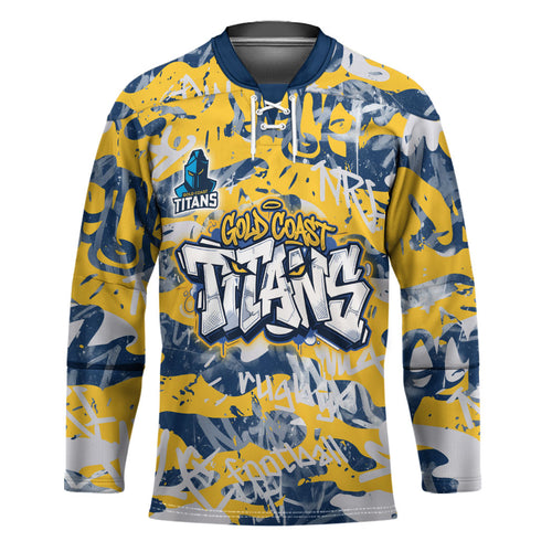 Gold Coast Titans Rugby Hockey Jersey Graffiti Typography Urban Camo Abstract Street Style