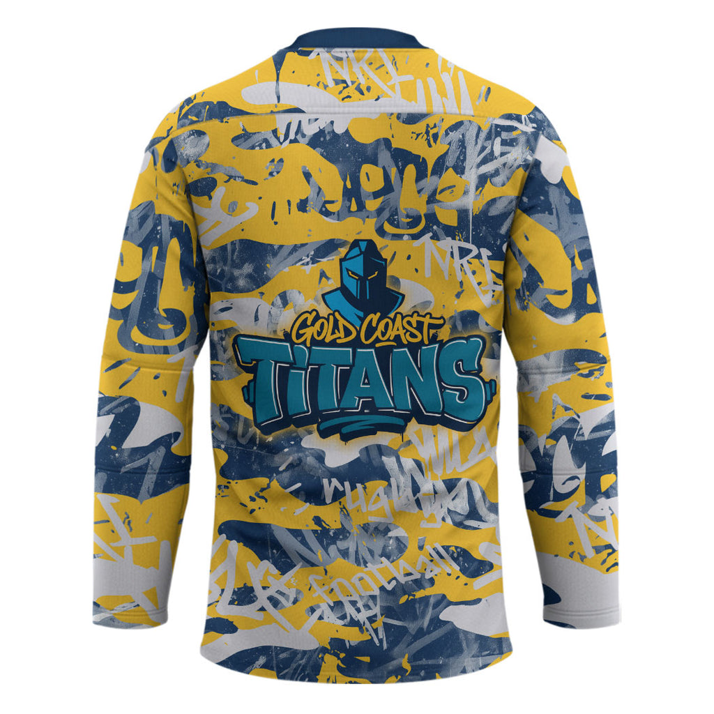 Gold Coast Titans Rugby Hockey Jersey Graffiti Typography Urban Camo Abstract Street Style
