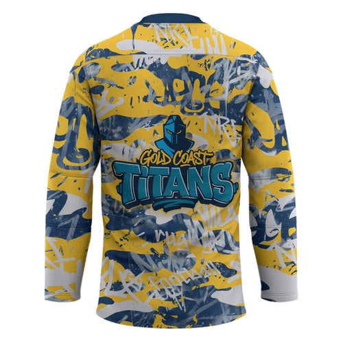 Gold Coast Titans Rugby Hockey Jersey Graffiti Typography Urban Camo Abstract Street Style